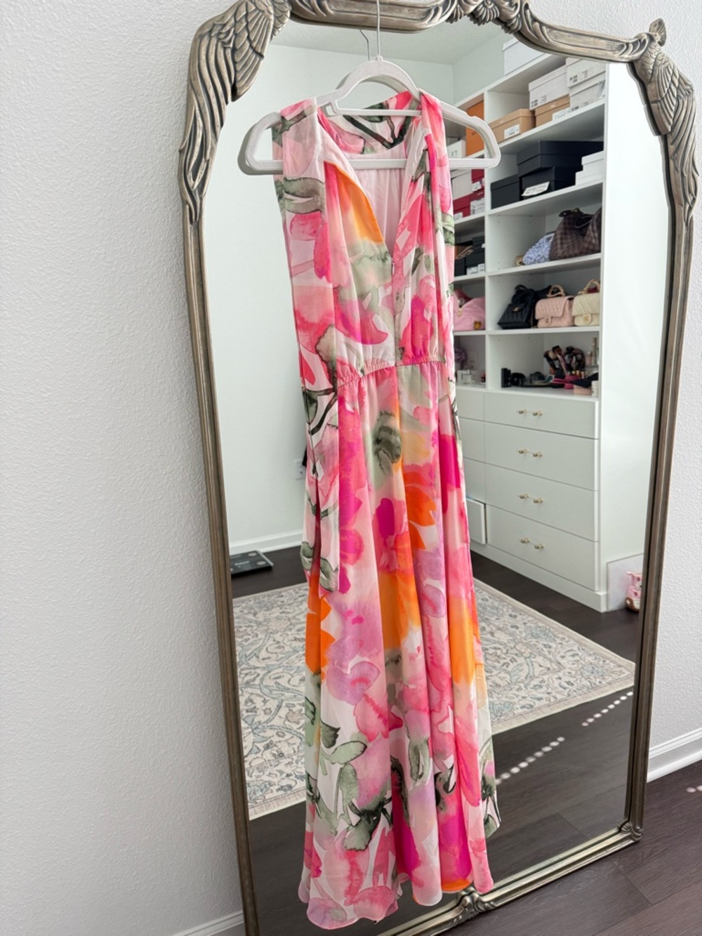 Eliza J Pink Watercolor Floral Halter Maxi Dress - Picture 5 of 8